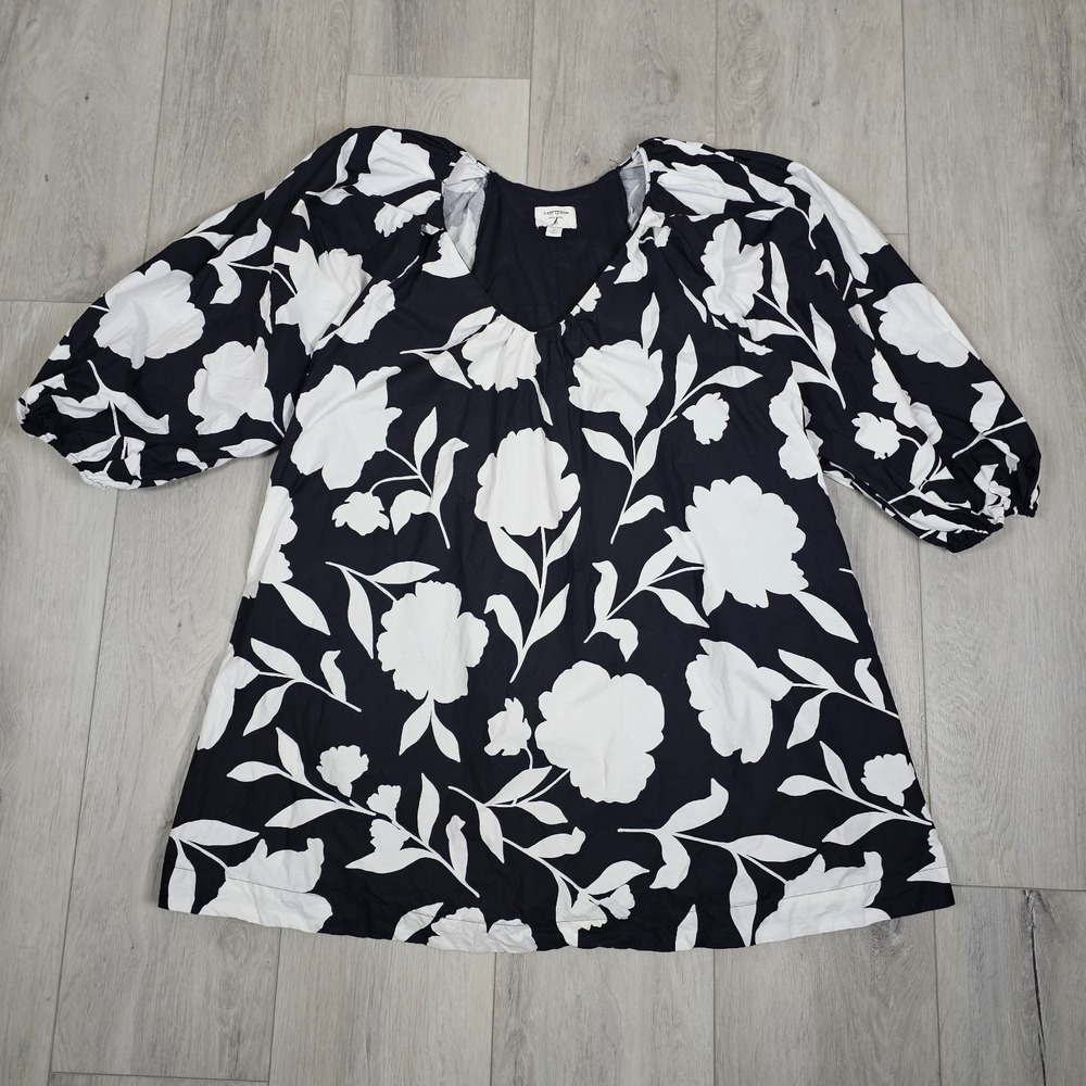 Kate Spade x Target Mini Dress Womens Extra Large Black Floral Poplin 3/4 Sleeve